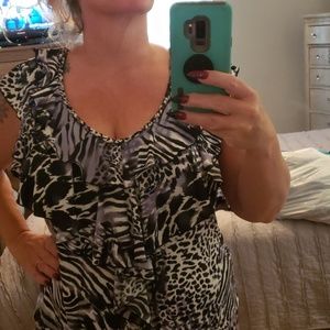 Beautiful purple black & white animal print top